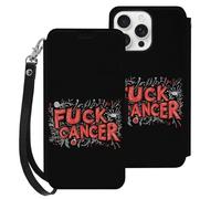 Fck C-ancer Leather Flip Phone Case Wallet Cover Compatible with iPhone 16/16 Plus/16 Pro/16 Pro Max/16 E