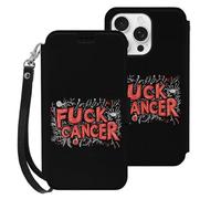 Fck C-ancer Leather Flip Phone Case Wallet Cover Compatible with iPhone 16/16 Plus/16 Pro/16 Pro Max/16 E