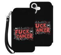 Fck C-ancer Leather Flip Phone Case Wallet Cover Compatible with iPhone 16/16 Plus/16 Pro/16 Pro Max/16 E