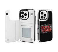 Fck C-ancer Leather Flip Phone Case Wallet Cover Compatible with iPhone 16/16 Plus/16 Pro/16 Pro Max/16 E/16 SE4