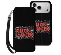 Fck C-ancer Leather Flip Phone Case Wallet Cover Compatible with iPhone 17/17 Air/17 Pro/17 Pro Max
