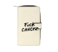 FCK C-ancer Leather Wallets Zipper 12 Card Slots Pouch