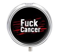 FCK C-ancer Mini Pill Organizers Cute Round Pills Box Portable 3 Compartment Medicine Case Box for Travel