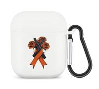 Fck C-ancer Rose Ribbon Compatible with Airpods 1&2 Case Cover Soft TPU Protective Cover with Hanging Buckle