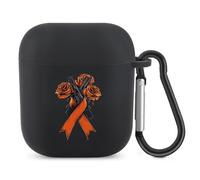 Fck C-ancer Rose Ribbon Compatible with Airpods 1&2 Case Cover Soft TPU Protective Cover with Hanging Buckle