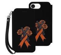 Fck C-ancer Rose Ribbon Leather Flip Phone Case Wallet Cover Compatible with iPhone 16/16 Plus/16 Pro/16 Pro Max/16 E