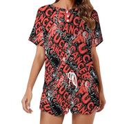 Fck C-ancer Soft Pajama Sets for Women 2 Pieces Short Sleeve Sleepwear Set Fashion Loungewear S