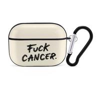 Fck C-ancer Wireless Bluetooth Earbud Case Compatible with Airpods Pro Earphone Cover Pouch with Stainless Steel Carabiner