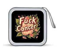 FCK Cancer Funny CD Case 40 Capacity DVD Holder Portable Storage Disc Binder Wallet for Car Home Travel