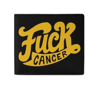 FCK Cancer Men Wallet Leather Bifold Wallets with Window Slim Minimalist Front Pocket