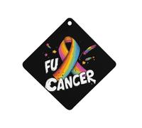 Fck Cancer Rainbow Ribbon Car Air Freshener Decorative Hanging Aromatherapy Tablets for Car Trucks Rhombus