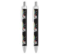 Fck Cancer Rainbow Ribbon Retractable Ballpoint Pen Black Ink Ball Point Pen Work Pens 2 PCS