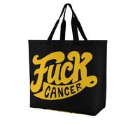 Fck Cancer Reusable Grocery Bag Large Capacity Foldable Shopping Tote with Inner Pocket