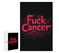 Fck Cancer Rose Funny Wooden Picture Vertical Version Puzzle Wood Jigsaw Creative Gift for Adults And Family Game
