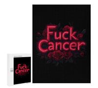 Fck Cancer Rose Funny Wooden Picture Vertical Version Puzzle Wood Jigsaw Creative Gift for Adults And Family Game
