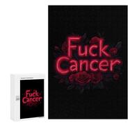 Fck Cancer Rose Funny Wooden Picture Vertical Version Puzzle Wood Jigsaw Creative Gift for Adults And Family Game