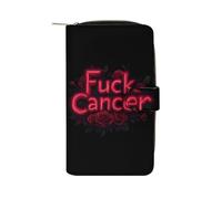 FCK Cancer Rose Leather Wallet Cloth Long Clutch with 12 Card Holder Handbag for Men Women