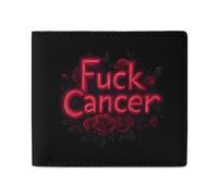 FCK Cancer Rose Leather Wallet Slim Purse with ID Window RFID Blocking Bifold for Men Women