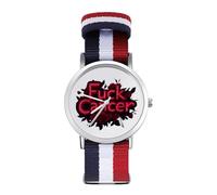 FCK Cancer Rose Nylon Wrist Watches Braided Stra Non-Scale Casual Watch for Work Workout