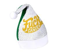Fck Cancer Sequins Santa Hat Christmas Cap Xmas Adult Headwear for Holiday Party New Year Festive
