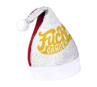 Fck Cancer Sequins Santa Hat Christmas Cap Xmas Adult Headwear for Holiday Party New Year Festive