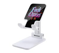 Fck Excuses Folding Cell Phone Stand for Desk Adjustable Height Portable Cellphone Cradle for Office