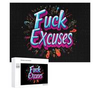Fck Excuses Funny Wooden Picture Puzzle Wood Jigsaw Creative Gift for Adults And Family Game