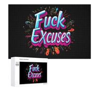 Fck Excuses Funny Wooden Picture Puzzle Wood Jigsaw Creative Gift for Adults And Family Game