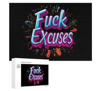 Fck Excuses Funny Wooden Picture Puzzle Wood Jigsaw Creative Gift for Adults And Family Game