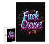Fck Excuses Funny Wooden Picture Vertical Version Puzzle Wood Jigsaw Creative Gift for Adults And Family Game