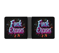 FCK Excuses Leather Wallet Slim Bifold Wallets PU Cloth with 12 Card Long Clutch Handbag for Men Women