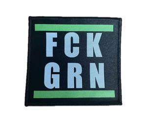 FCK GRN Sew-On / Iron-On Patch, Green Iron-On Patch, Green - No Thank You Iron-On Patches, Against The Greens, Funny Politics Satire, 10 x 10 cm (FCK GRN)