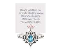 Fck It And Begin Again Lotus Ring, S925 Silver Lotus Fck It Ring High Polish Tarnish Resistant Zircon Inlaid Inspirational Ring No Mud No Lotus Ring Friendship Jewelry for Women, 8 UK, Metal, Cubic