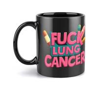FCK Lung Cancer Black Coffee Mug Cute Ceramic Cup with Handle Gift for Tea Coffee Home Work
