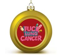 Fck Lung Cancer Christmas Ball Ornaments 2.4 Inch Shatterproof Pc Plastic Balls with Lanyard for Holiday Wedding Party Decor