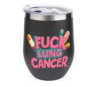 FCK Lung Cancer Insulated Cups & Mugs 12oz Double-Wall Bottles Stainless Steel Coffee Mug with Lids Drinks Tumbler