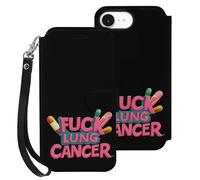 Fck Lung Cancer Leather Flip Phone Case Wallet Cover Compatible with iPhone 16/16 Plus/16 Pro/16 Pro Max/16 E