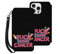 Fck Lung Cancer Leather Flip Phone Case Wallet Cover Compatible with iPhone 16/16 Plus/16 Pro/16 Pro Max/16 E