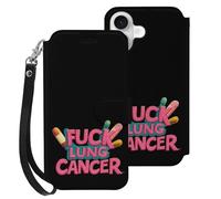 Fck Lung Cancer Leather Flip Phone Case Wallet Cover Compatible with iPhone 16/16 Plus/16 Pro/16 Pro Max/16 E