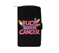 FCK Lung Cancer Leather Wallet Cloth Long Clutch with 12 Card Holder Handbag for Men Women