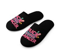 Fck Lung Cancer Men's Flannel Slipper Soft Non Slip House Shoes Comfy Winter Warm Indoor Outdoor Slippers