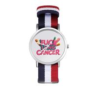 FCK Lung Cancer Nylon Wrist Watches Braided Stra Non-Scale Casual Watch for Work Workout