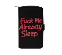 FCK Me Already Sleep Leather Wallet Cloth Long Clutch with 12 Card Holder Handbag for Men Women