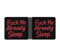 FCK Me Already Sleep Leather Wallet Slim Bifold Wallets PU Cloth with 12 Card Long Clutch Handbag for Men Women