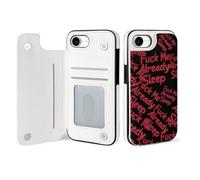 Fck Me Already Sleep Phone Case Compatible with iPhone 16/16 Plus/16 Pro/16 Pro Max/ 16 E/16 SE4 Flip Protective Cover with Card Holder