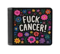 FCK Off C-ancer Fashion Trifold Wallet Classic Lightweight Credit Card Leather Wallets for Men