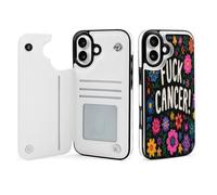 Fck Off C-ancer Phone Case Compatible with iPhone 16/16 Plus/16 Pro/16 Pro Max/ 16 E/16 SE4 Flip Protective Cover with Card Holder