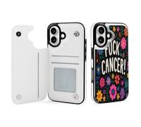 Fck Off C-ancer Phone Case Compatible with iPhone 16/16 Plus/16 Pro/16 Pro Max/ 16 E/16 SE4 Flip Protective Cover with Card Holder