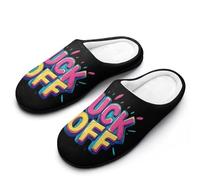 Fck Off Cotton Slipper Anti-Skid Comfortable Cozy Plush Slippers Indoor House Closed Toe Shoes 7-8（39-40