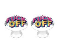 FCK Off Cute Drawer Handles Colorful Drawers Knobs Stainless Steel Round Design for Kitchen Cabinets Dressers